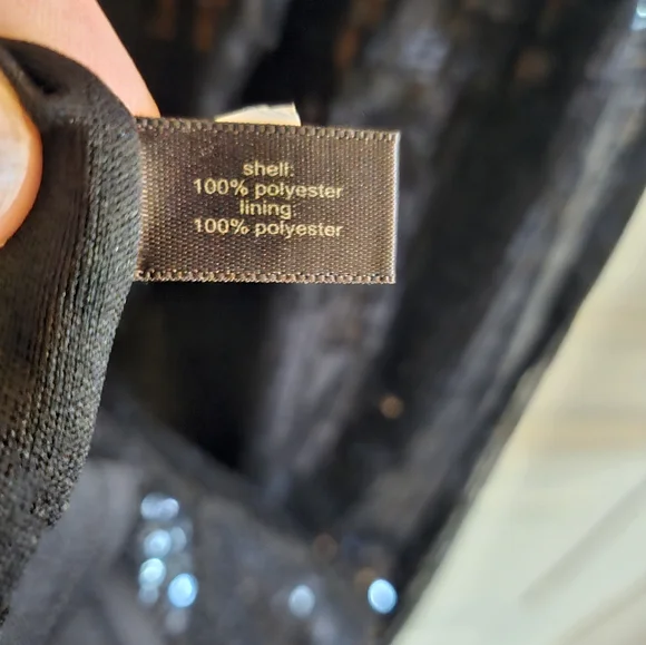 Black Sequin Mini Cocktail Dress with Dolman Sleeves - Picture 9 of 11